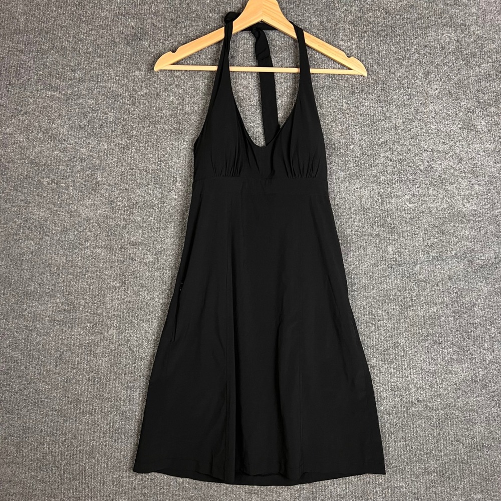 Athleta Halter Dress Womens 4 Black Excellent Recycled Polyester Spandex Pocket